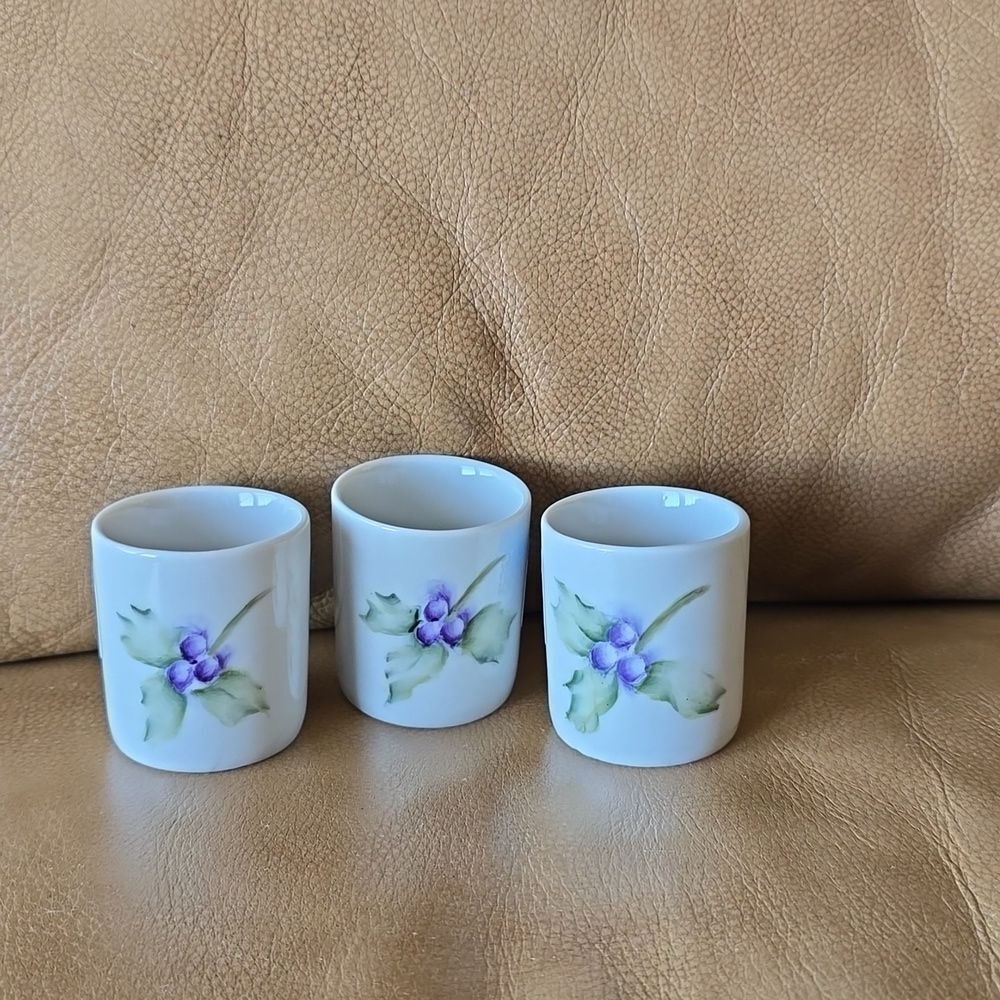 Candle Cup | SAKE cups | set of 3 handpainted & signed by P DARR 1991